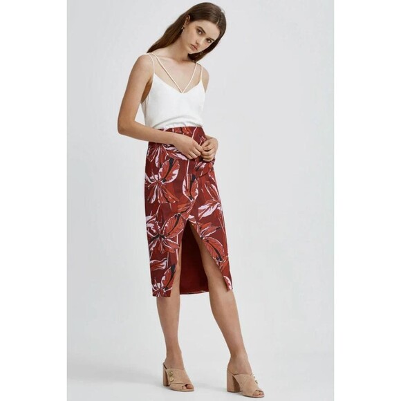 NWT C/MEO Collective Printed Wrap Midi Skirt - Picture 2 of 5